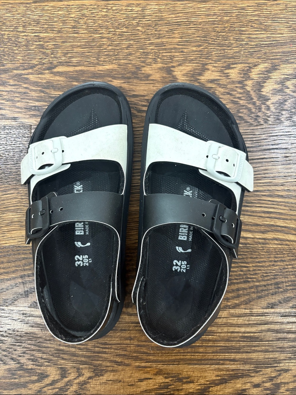 Birkenstock Kids Two-Tone Black and White Double Strap Sandals